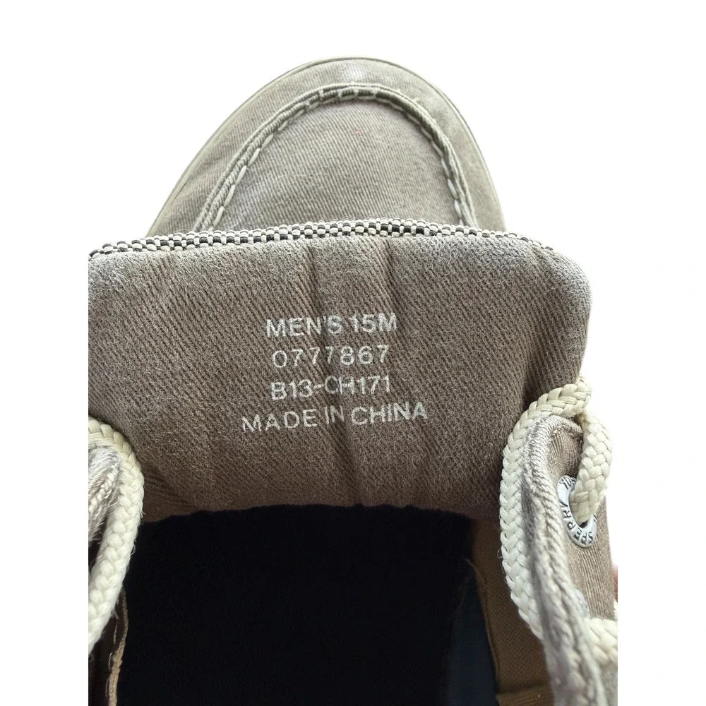 Sperry‎ Top-Sider Mens Canvas Boat Shoes B13-CH171 Taupe Gray Size 15M